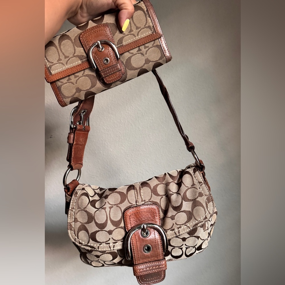 Coach Tan and Brown Soho with matching wallet